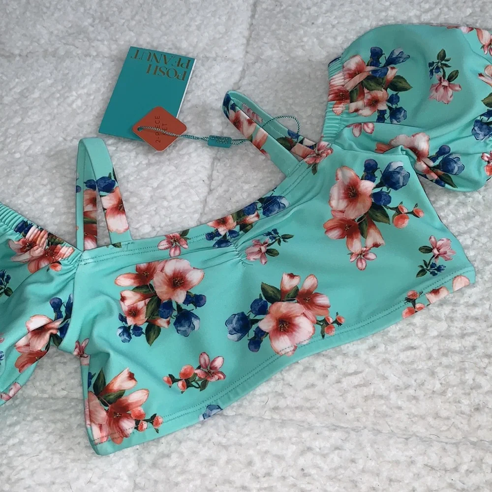 NWT Posh Peanut Aisha 2-Piece Puff Sleeve Swimsuit 3T - Picture 5 of 7